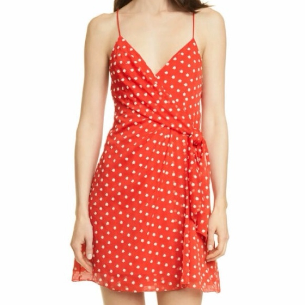 Alice + Olivia Katie Floral Wrap front Mini Dress size 6 NWT.